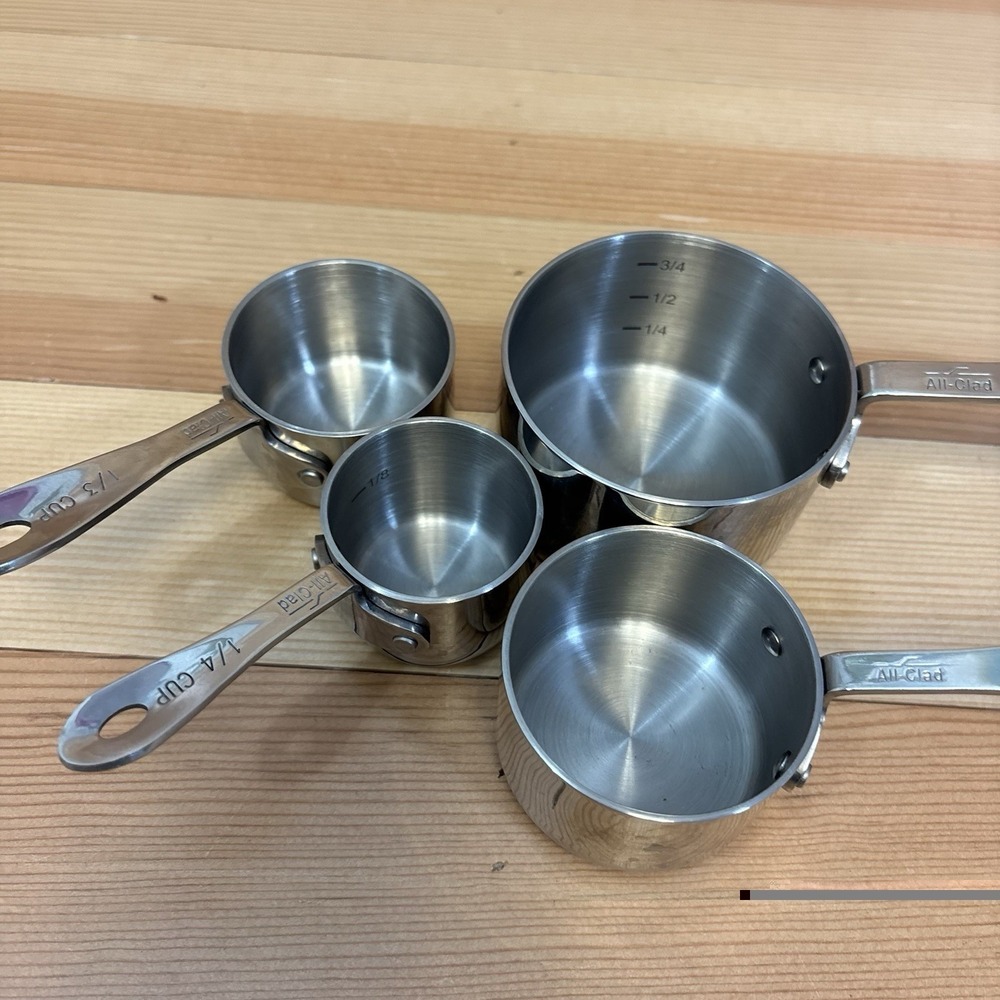All-Clad 4-Piece Stainless Steel Measuring Cup Set 1 Cup, 1/2, 1/3, 1/4